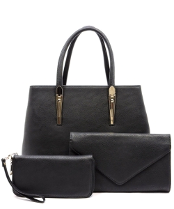 3-in-1 Top Handle Handbag Set AD2678 BLACK